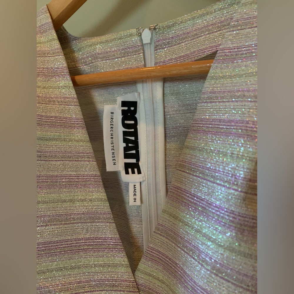 ROTATE Birger Christensen Metallic Wrap Dress - Picture 7 of 13